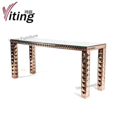 Modern glod stainless steel dining table for banquet event use