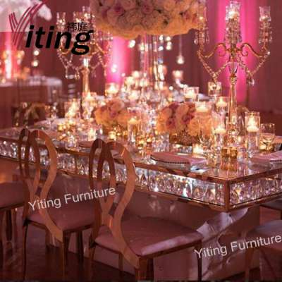 Beautiful customized stainless steel wedding cake table with crystal