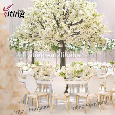 White color stainless steel material half moon dining wedding table with mdf top