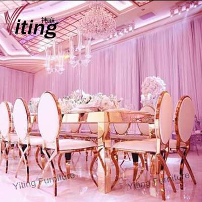 Elegant stainless steel gold color party use dining tabale for rental