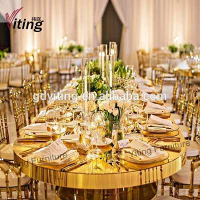 Oval shape high quality gold stainless steel luxury dining table