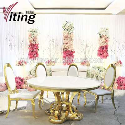 Unique modern gold stainless steel dining table for event wedding