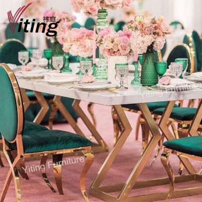 Simple deisgn retangular shape stainless steel dining table for wedding party